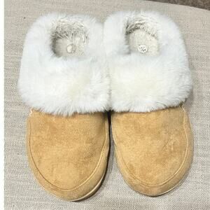 Women's Stitch Detail Thermal Lined Faux Suede Bedroom Slippers